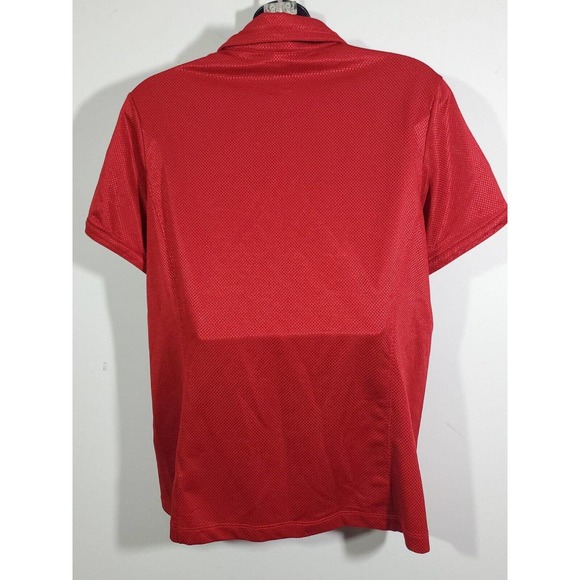 Tail Women's Short Sleeve Golf Polo Shirt Size L Red Zip Polyester Silver Studs - Picture 5 of 8